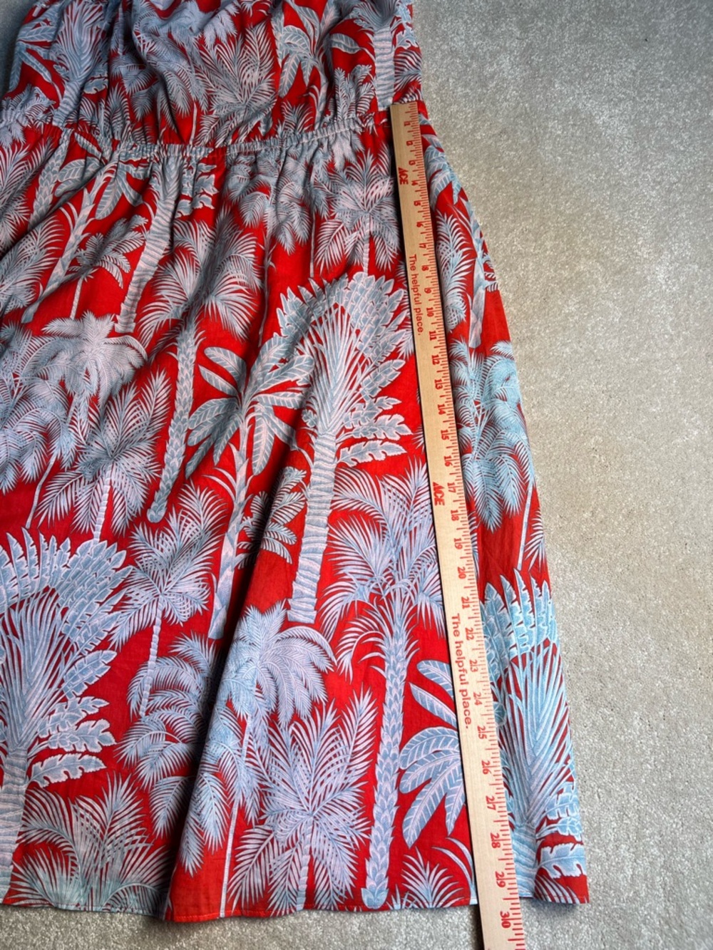 Talbots Dress Tropical Cotton Midi Red Blue Palm Tree Vacation women's 16W NWT - Picture 10 of 11